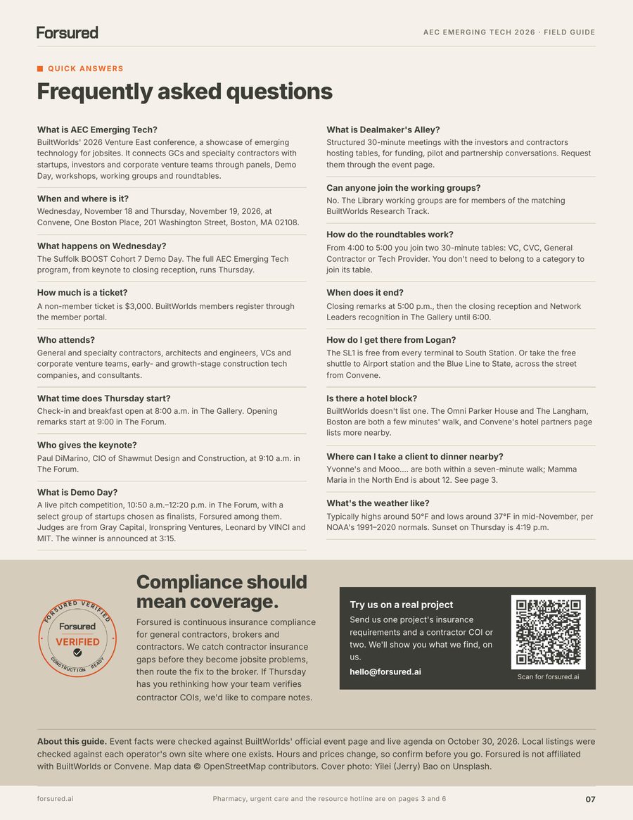 Page 7: Frequently asked questions about AEC Emerging Tech 2026